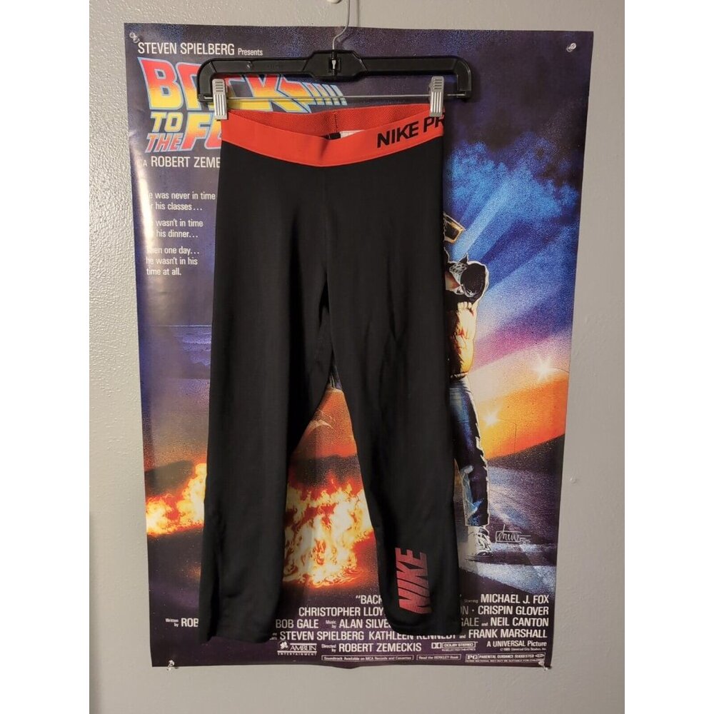 Nike Pro Dri Fit Black Red Capri Leggings Women's Size S